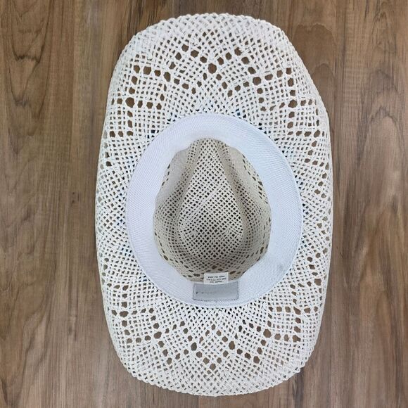 ?NIB White & Turquoise Beaded Straw Cowgirl Hat main image 12
